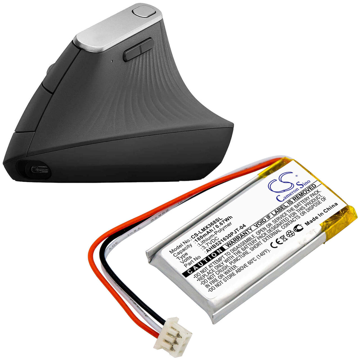 3.7V, Li-Polymer, 180mAh, Keyboard,Mouse battery fits Logitech, Ahb521630pjt-04, 810-006368, M-r0074, 0.67Wh Keyboard,Mouse Cameron Sino Technology Limited