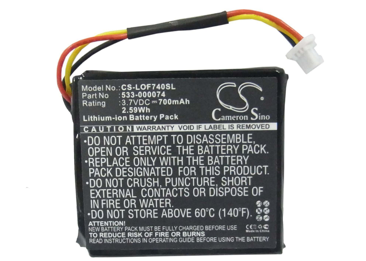 3.7V, Li-ion, 700mAh, Headset battery fits Logitech, 533-000074, 981-000257, F540, 2.59Wh Wireless Headset Cameron Sino Technology Limited