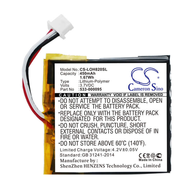 Headset Battery For Logitech, H820e 3.7v, 450mah - 1.67wh Wireless Headset Cameron Sino Technology Limited