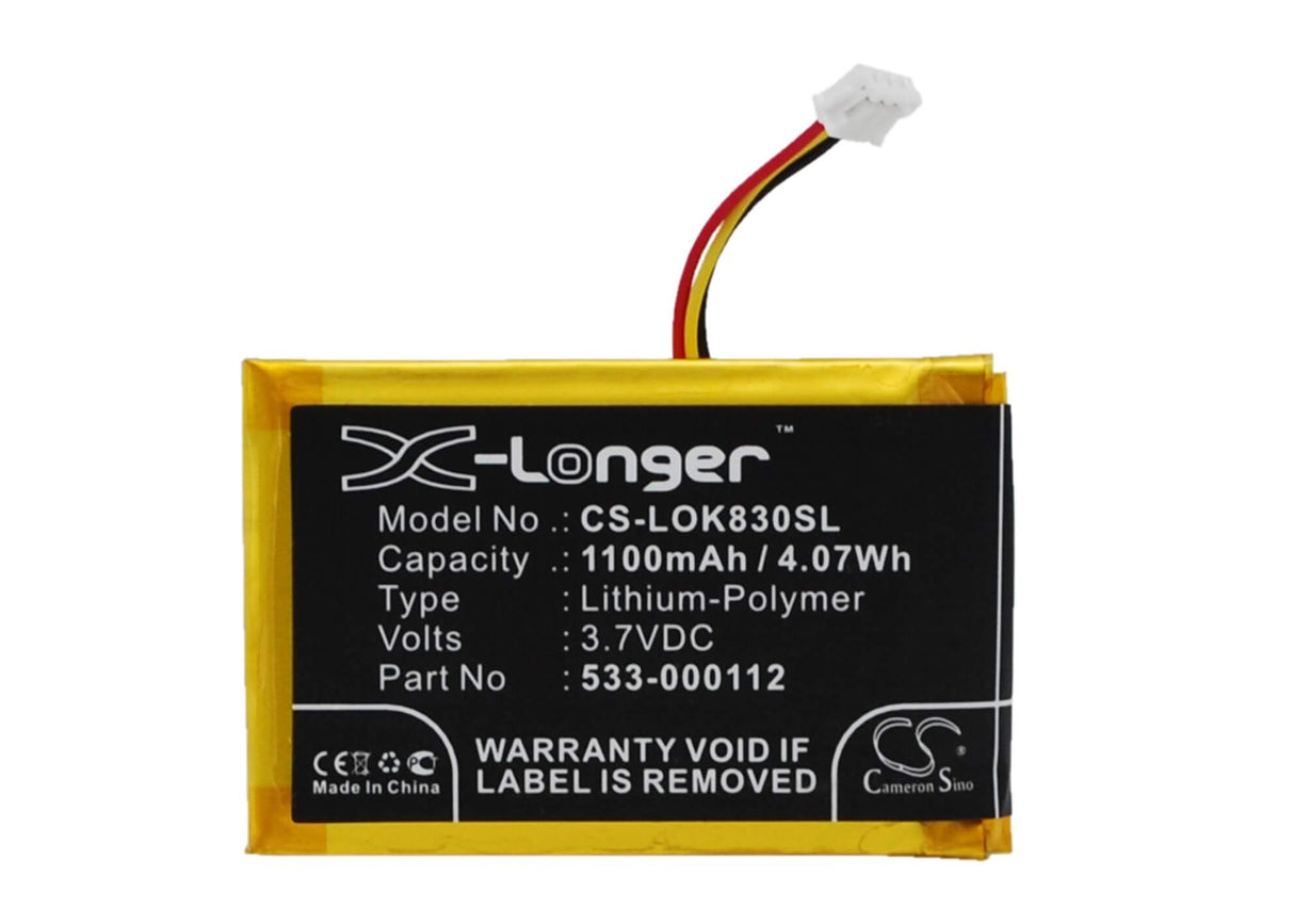 3.7V, Li-Polymer, 1100mAh, Keyboard,Mouse battery fits Logitech, 533-000112, Iiiuminated Living-room Keyboa, K830, 4.07Wh Keyboard,Mouse Cameron Sino Technology Limited