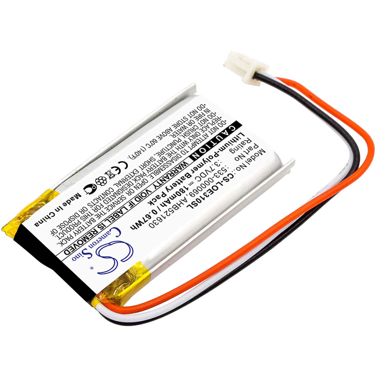 3.7V, Li-Polymer, 180mAh, Keyboard,Mouse battery fits Logitech, Logitech, 533-000069, A-00031, G304, 0.67Wh Keyboard,Mouse Cameron Sino Technology Limited