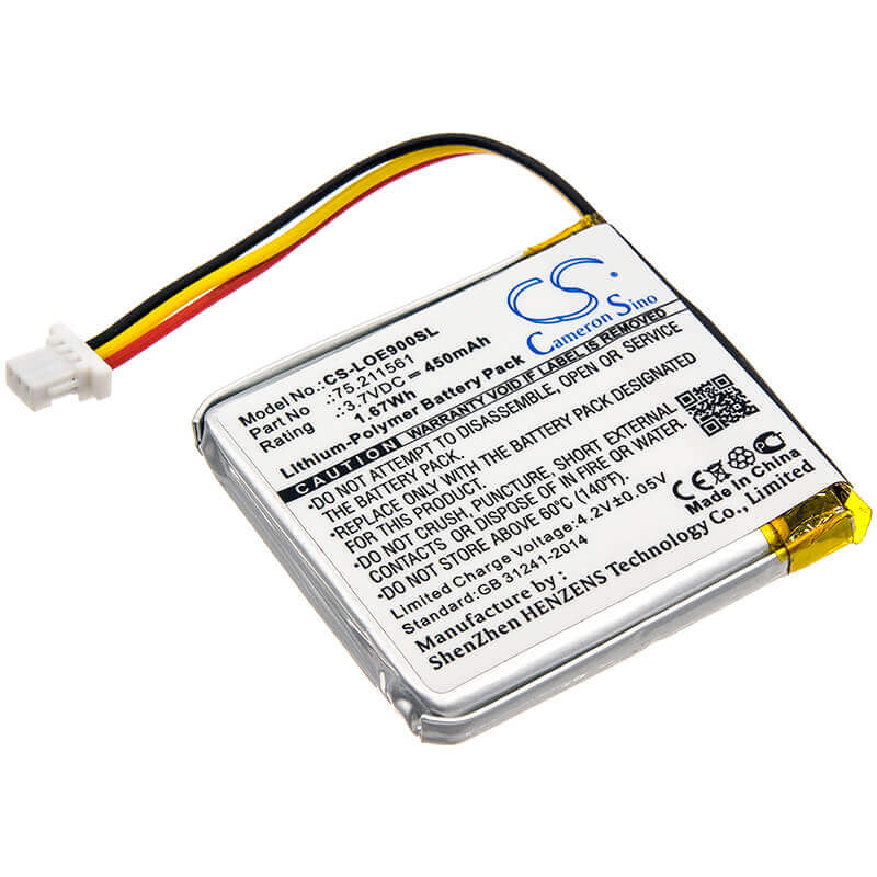 3.7V, Li-Polymer, 450mAh, Headset battery fits Logitech, 75.211561, Ue9000, 1.67Wh Wireless Headset Cameron Sino Technology Limited