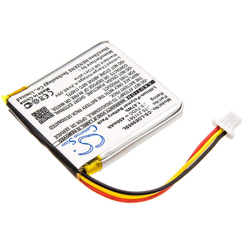 3.7V, Li-Polymer, 450mAh, Headset battery fits Logitech, 75.211561, Ue9000, 1.67Wh Wireless Headset Cameron Sino Technology Limited
