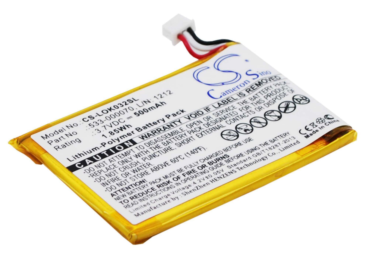 3.7V, Li-Polymer, 500mAh, Keyboard,Mouse battery fits Logitech, 533-000070, Ultratin Keyboard Cover, Y-r0032, 1.85Wh Keyboard,Mouse Cameron Sino Technology Limited