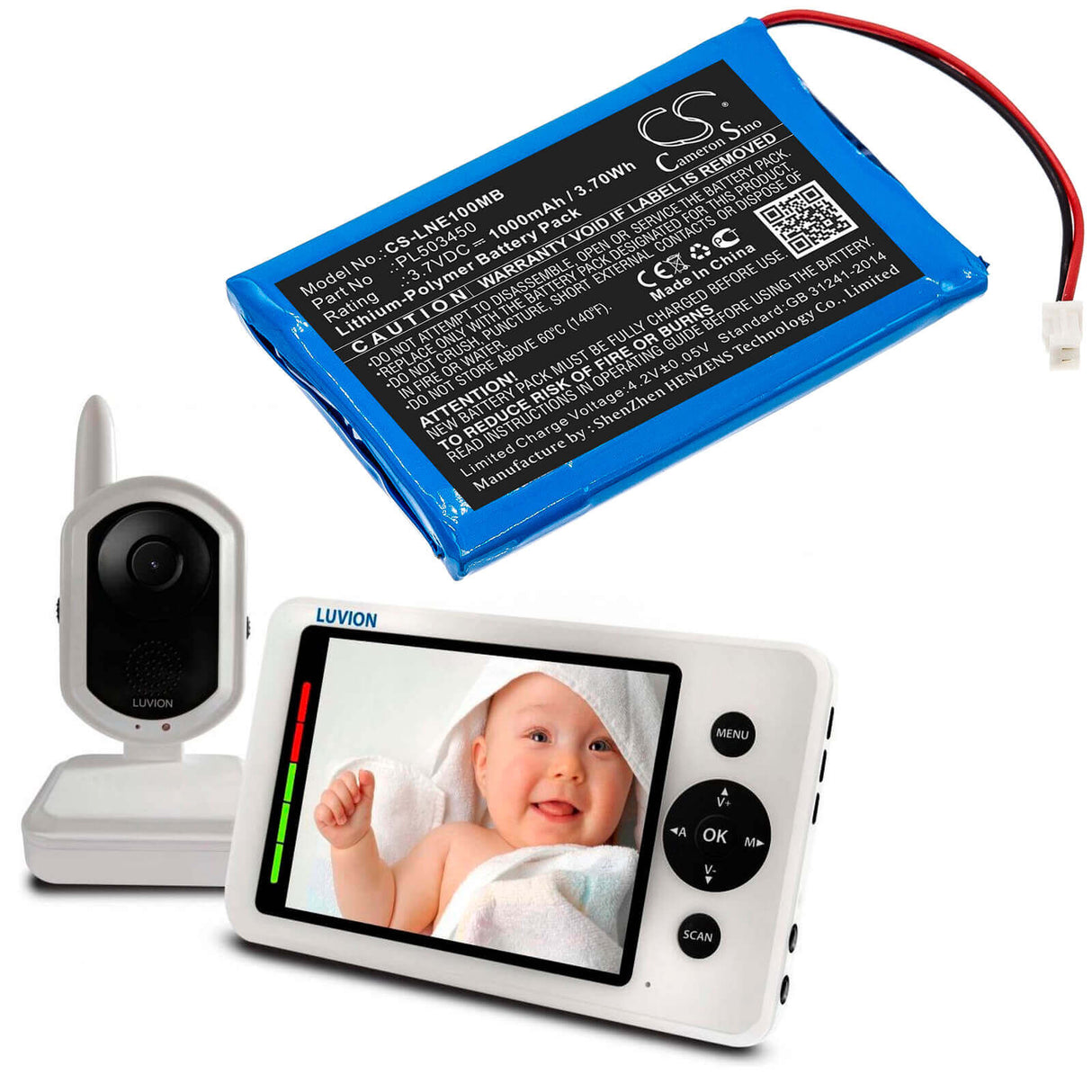 Batterie de Babyphone pour Luvion, Grand Elite 3,7v, 1000mah - 3,70wh BabyPhone Cameron Sino Technology Limited