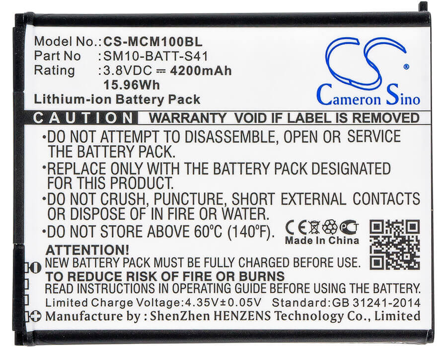 Barcode Scanner Battery For M3 Mobile, Sm10, Sm10lte 3.8v, 4200mah - 15.96wh Barcode Scanner Cameron Sino Technology Limited