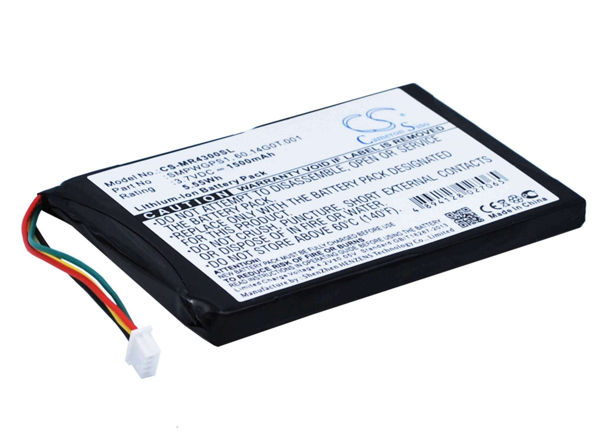 3,7V, Li-ion, 1500mAh, batterie GPS compatible avec Magellan, 60.14g0t.001, Maestro 4300, Maestro 4350, 5.55Wh GPS, Navigator Cameron Sino Technology Limited