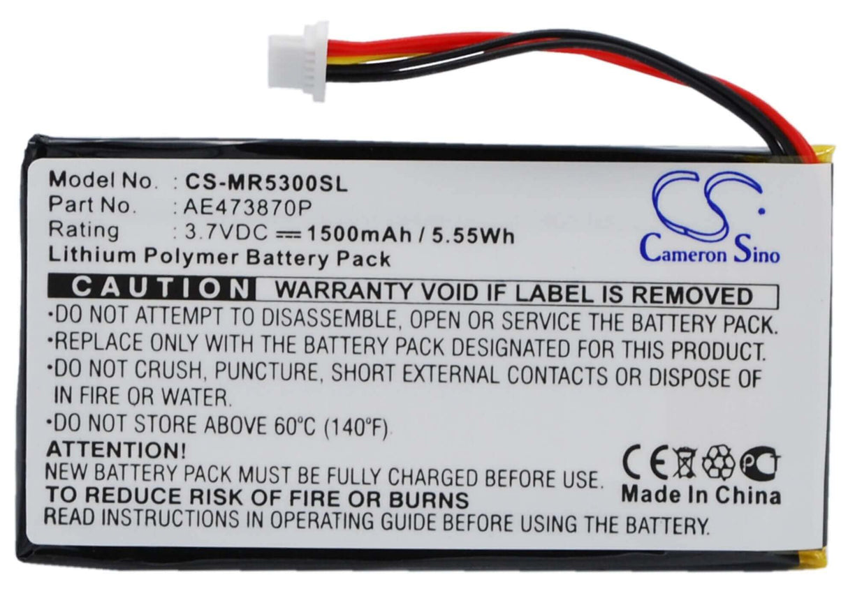 3,7V, Li-Polymère, 1500mAh, batterie GPS compatible avec Magellan, Ae473870p, Maestro 5300, Maestro 5310, 5,55Wh GPS, Navigator Cameron Sino Technology Limited