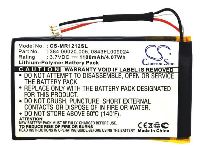 3.7V, Li-Polymer, 1100mAh, batterie GPS compatible avec Magellan, 0843fl009024, Roadmate 1212, Roadmate 1217, 4.07Wh GPS, Navigator Cameron Sino Technology Limited