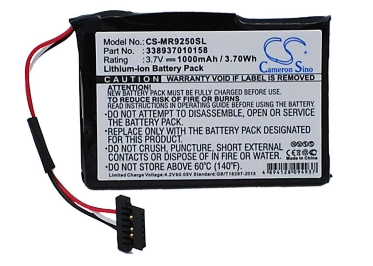 3,7V, Li-ion, 1000mAh, batterie GPS compatible avec Magellan, 338937010158, Roadmate 9250, Roadmate 9250t-lm, 3,7Wh GPS, Navigator Cameron Sino Technology Limited