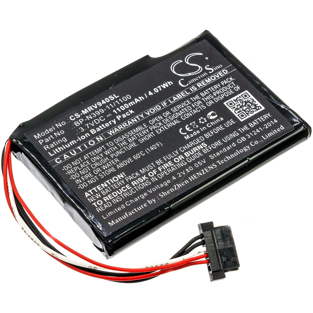 3,7V, Li-ion, 1100mAh, batterie GPS compatible avec Magellan, Bp-n399-11/1100, Roadmate Rv 9490t-lmb, 4,07Wh GPS, Navigator Cameron Sino Technology Limited