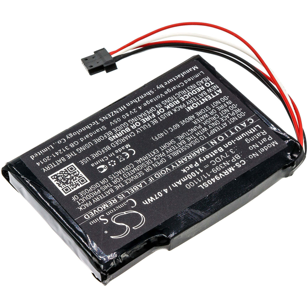 3,7V, Li-ion, 1100mAh, batterie GPS compatible avec Magellan, Bp-n399-11/1100, Roadmate Rv 9490t-lmb, 4,07Wh GPS, Navigator Cameron Sino Technology Limited