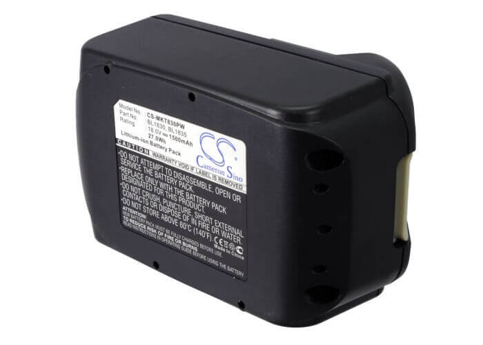 18.0V, Li-ion, 1500mAh, batterie pour outils électriques compatible avec Makita, 194065-3, Bbo140, Bbo180, 27Wh Outils électriques Cameron Sino Technology Limited (Outils électriques)