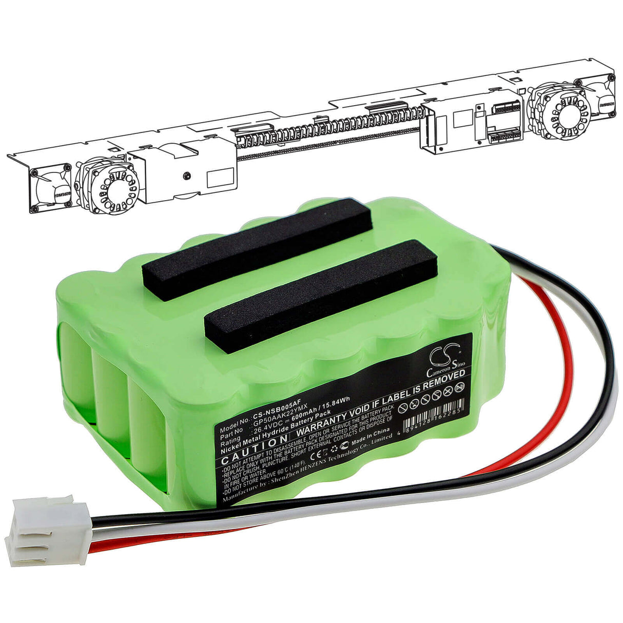 Batterie de porte automatique pour Manusa, 111360177, Gp50aak22ymx 26.4v, 600mah - 15.84wh Portes automatiques Cameron Sino Technology Limited