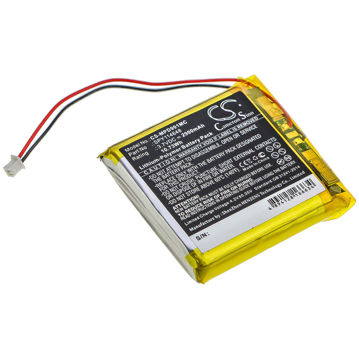 Batterie de caméra corporelle pour Marantz, Pmd-901v 3.7v, 2900mah - 10.73wh Caméra corporelle Cameron Sino Technology Limited
