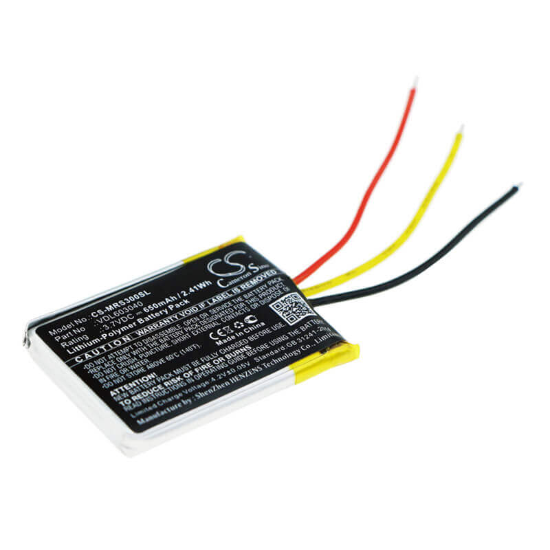 3.7V, Li-Polymer, 650mAh, Headset battery fits Marshall, Vdl603040, Major Ii, Major Ii Bluetooth, 2.41Wh Wireless Headset Cameron Sino Technology Limited