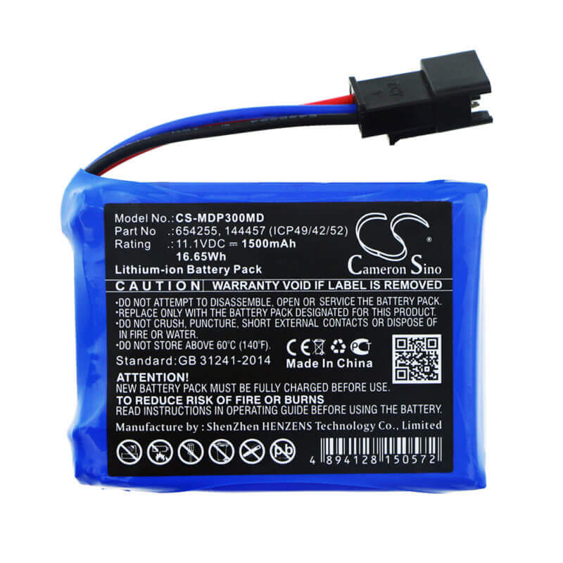 11.1V, Li-ion, 1500mAh, Batterie médicale compatible avec Medcaptain, 144457 (icp49/42/52), Mp-30, Mp-30a, 16.65Wh Médical Cameron Sino Technology Limited (Médical)