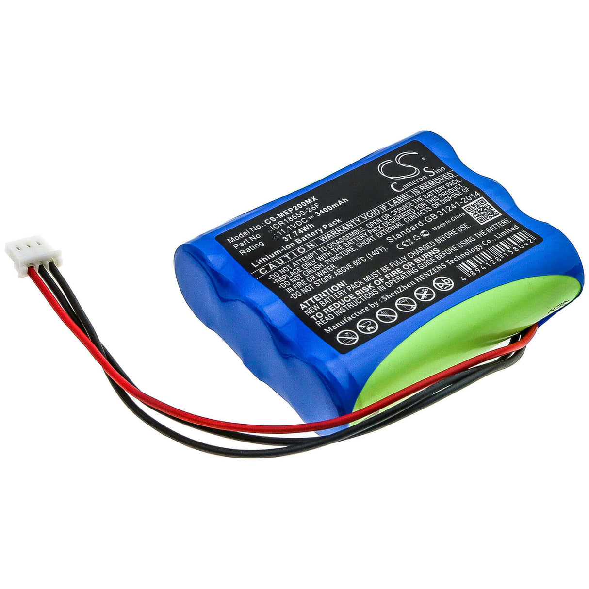 11.1V, Li-ion, 3400mAh, Medical battery fits Medical Econet, Icr18650-26f, Compact 2, 37.74Wh Medical Cameron Sino Technology Limited (Medical)