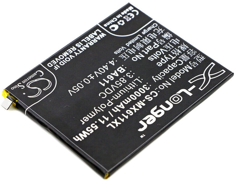 3.85V, Li-Polymer, 3000mAh, SmartPhone battery fits Meilan, Meizu, Ba611, 5, M5, 11.55Wh Mobile, SmartPhone Cameron Sino Technology Limited (Smartphone)