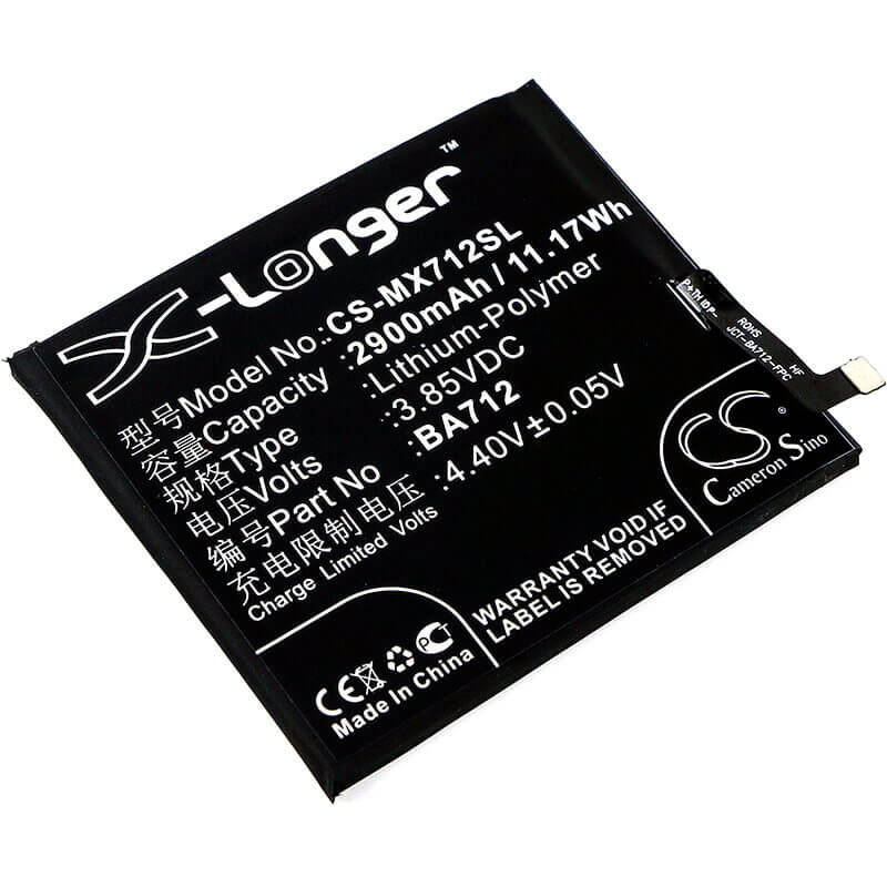 3.85V, Li-Polymer, 2900mAh, SmartPhone battery fits Meilan, Meizu, Ba712, S6, 11.17Wh Mobile, SmartPhone Cameron Sino Technology Limited (Smartphone)