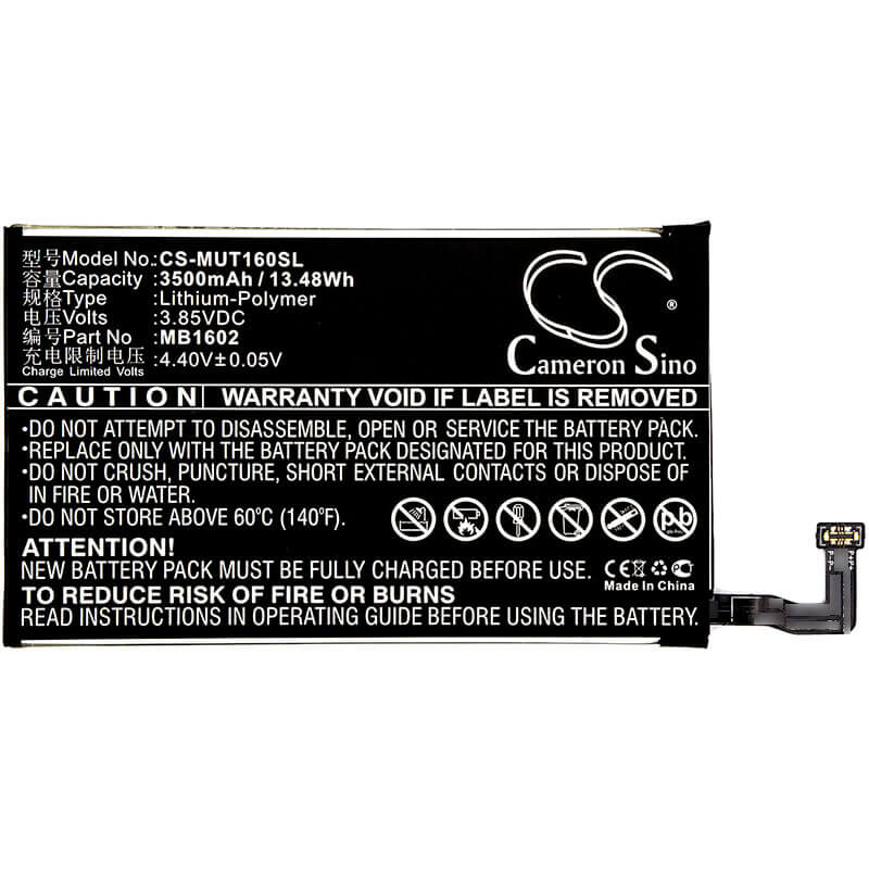 3.85V, Li-Polymer, 3500mAh, SmartPhone battery fits Meitu, Mb1602, Mp1602, T8, 13.48Wh Mobile, SmartPhone Cameron Sino Technology Limited (Suspended)