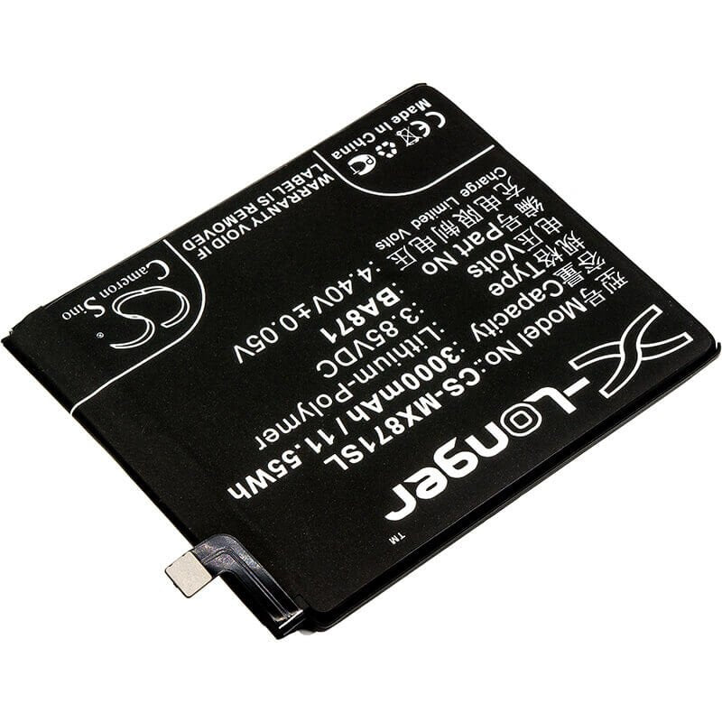 3.85V, Li-Polymer, 3000mAh, SmartPhone battery fits Meizu, Ba871, 15 Lite, M15, 11.55Wh Mobile, SmartPhone Cameron Sino Technology Limited (Smartphone)