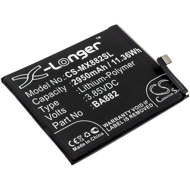 3,85V, Li-Polymère, 2950mAh, batterie de téléphone intelligent compatible avec Meizu, Ba882, 16, 16 Édition Premium, 11,36Wh Mobile, Smartphone Cameron Sino Technology Limited (Smartphone)