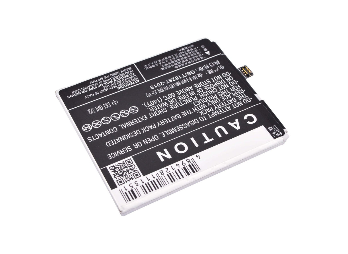 3.8V, Li-Polymer, 3100mAh, SmartPhone battery fits Meizu, Bt50, Blue Charm Metal, Blue Charm Metal Dual Sim Td-l, 11.78Wh Mobile, SmartPhone Cameron Sino Technology Limited (Smartphone)