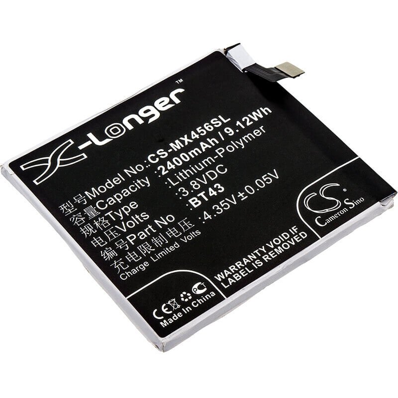 3.8V, Li-Polymer, 2400mAh, SmartPhone battery fits Meizu, Bt43, K456m, K52, 9.12Wh Mobile, SmartPhone Cameron Sino Technology Limited (Suspended)