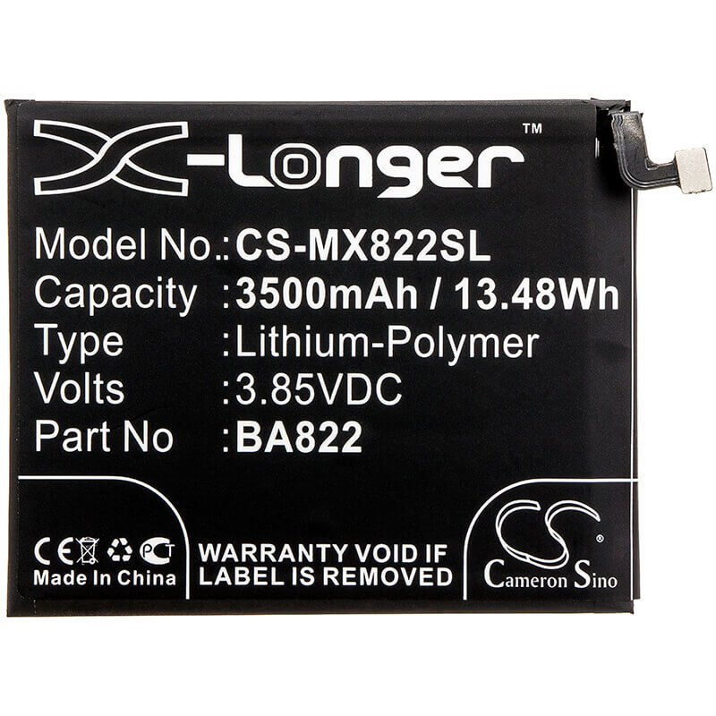 3.85V, Li-Polymer, 3500mAh, SmartPhone battery fits Meizu, Ba822, M1822, M822h, 13.48Wh Mobile, SmartPhone Cameron Sino Technology Limited (Smartphone)