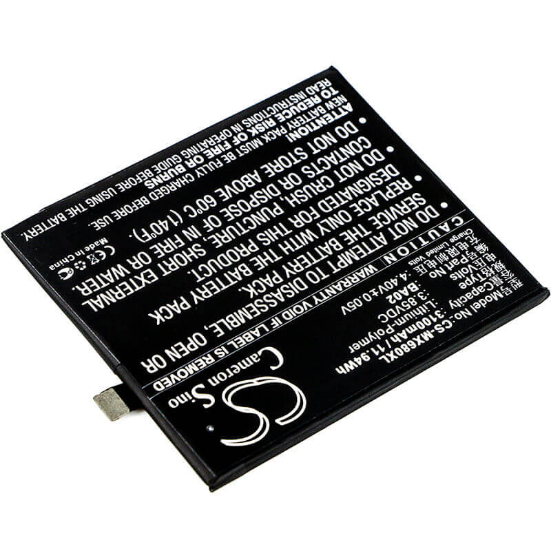 3,85V, Li-Polymer, 3100mAh, batterie de smartphone compatible avec Meizu, Ba02, A680m, A680q, 11,94Wh Mobile, Smartphone Cameron Sino Technology Limited (Smartphone)