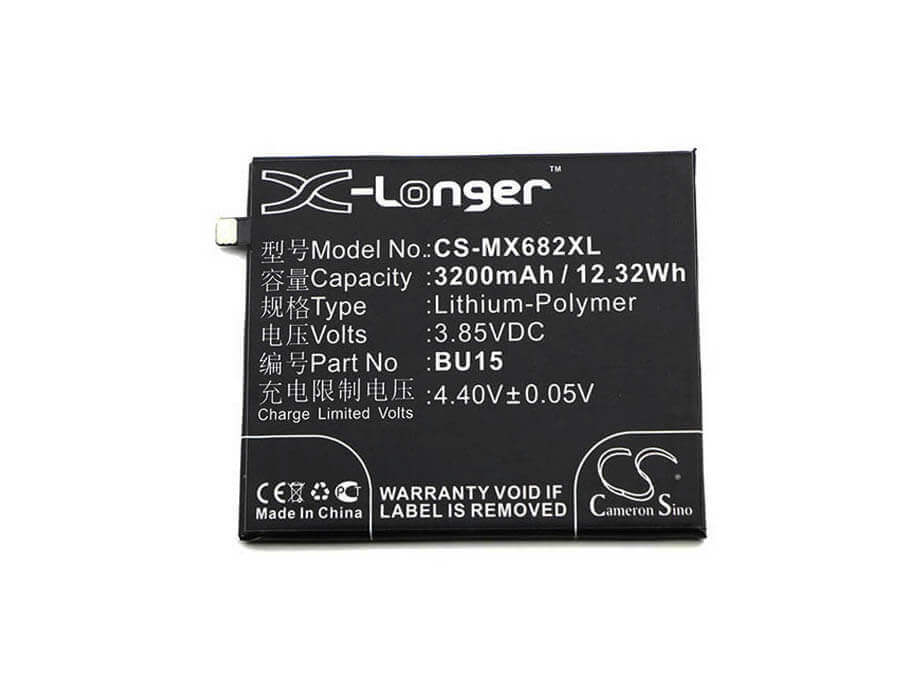 3.85V, Li-Polymer, 3200mAh, SmartPhone battery fits Meilan, Meizu, Bu15, U20, U20 Dual Sim, 12.32Wh Mobile, SmartPhone Cameron Sino Technology Limited (Smartphone)