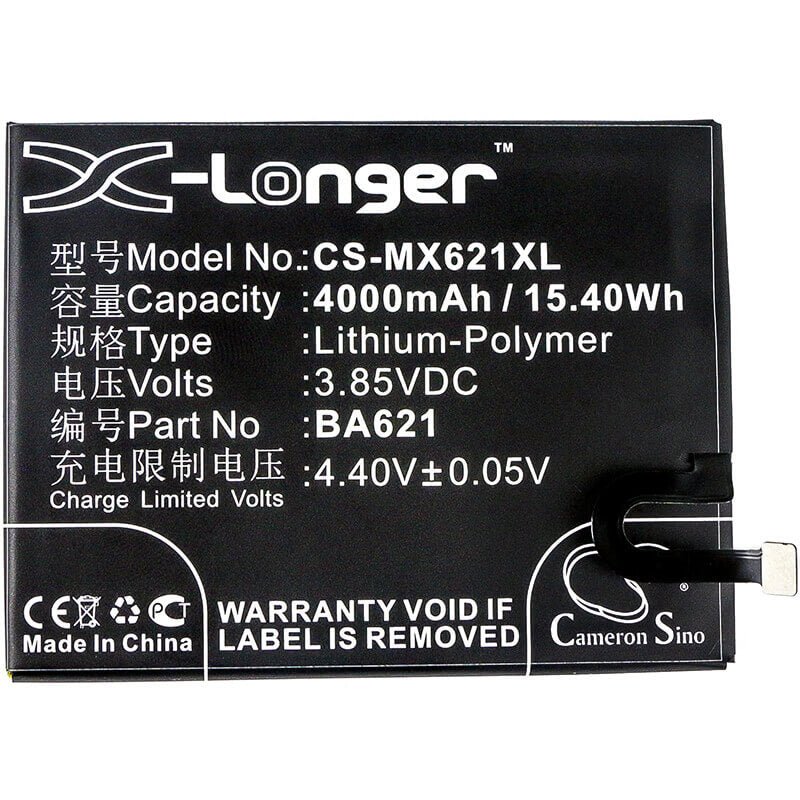 3,85V, Li-Polymer, 4000mAh, batterie de smartphone compatible avec Meilan, Meizu, Ba621, Note 5, 15,4Wh Mobile, SmartPhone Cameron Sino Technology Limited (Smartphone)