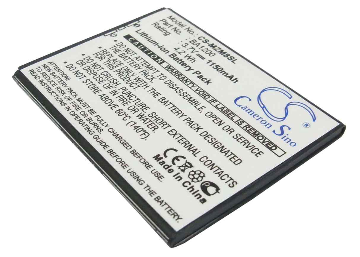 3.7V, Li-ion, 1150mAh, SmartPhone battery fits Meizu, Ba1200, M8, M8 16gb, 4.26Wh Mobile, SmartPhone Cameron Sino Technology Limited (Suspended)