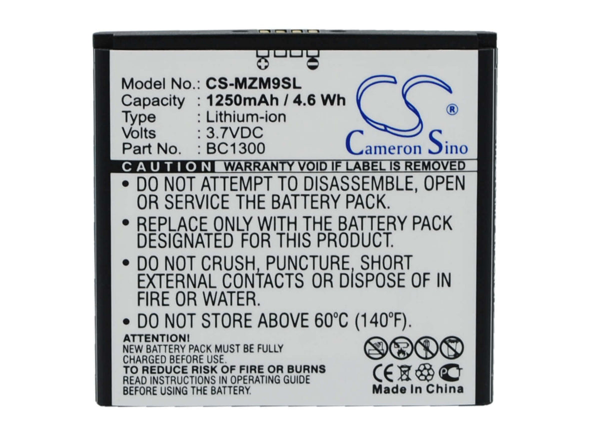 3.7V, Li-ion, 1250mAh, SmartPhone battery fits Meizu, Bc1300, M9, 4.63Wh Mobile, SmartPhone Cameron Sino Technology Limited (Suspended)