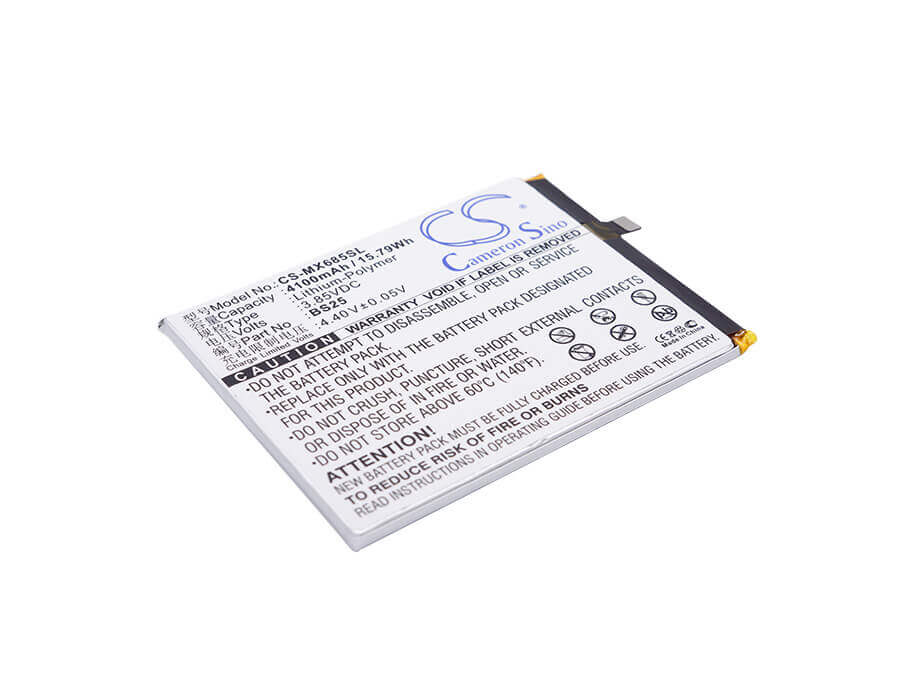 3,85V, Li-Polymer, 4100mAh, batterie de smartphone compatible avec Meizu, Bs25, M3 Max, Meilan Max, 15,79Wh Mobile, Smartphone Cameron Sino Technology Limited (Smartphone)