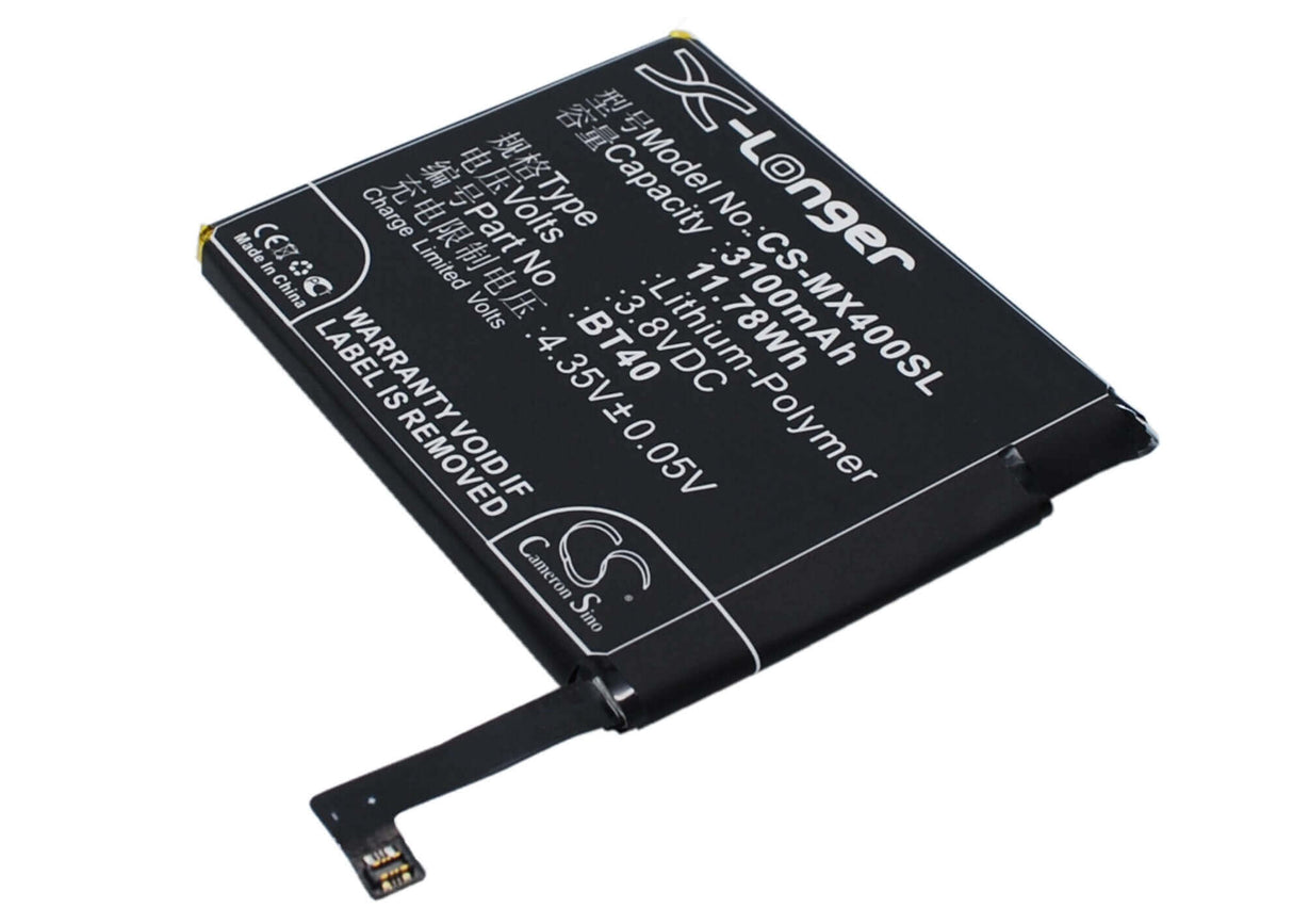 3.8V, Li-Polymer, 3100mAh, SmartPhone battery fits Meizu, Bt40, M460, M461, 11.78Wh Mobile, SmartPhone Cameron Sino Technology Limited (Smartphone)