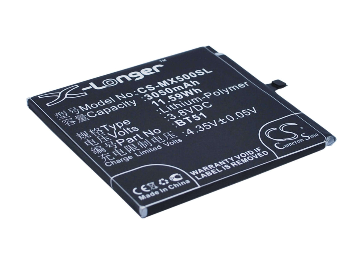 3,8V, Li-Polymer, 3050mAh, batterie de smartphone compatible avec Meizu, Bt51, M575 Dual Sim, M575m, 11.59Wh Mobile, Smartphone Cameron Sino Technology Limited (Smartphone)