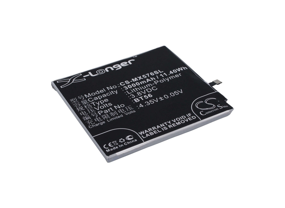 3.8V, Li-Polymer, 3000mAh, SmartPhone battery fits Meizu, Bt56, M576, M576u, 11.4Wh Mobile, SmartPhone Cameron Sino Technology Limited (Smartphone)
