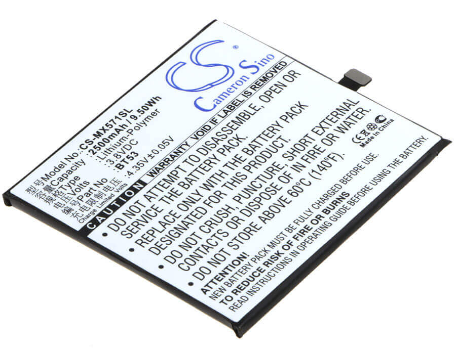 3.8V, Li-Polymer, 2500mAh, SmartPhone battery fits Meizu, Bt53, M570c, M570m, 9.5Wh Mobile, SmartPhone Cameron Sino Technology Limited (Smartphone)
