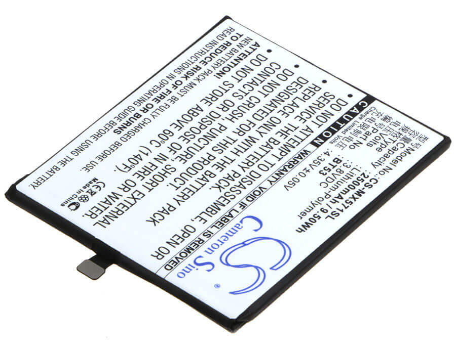 3.8V, Li-Polymer, 2500mAh, SmartPhone battery fits Meizu, Bt53, M570c, M570m, 9.5Wh Mobile, SmartPhone Cameron Sino Technology Limited (Smartphone)