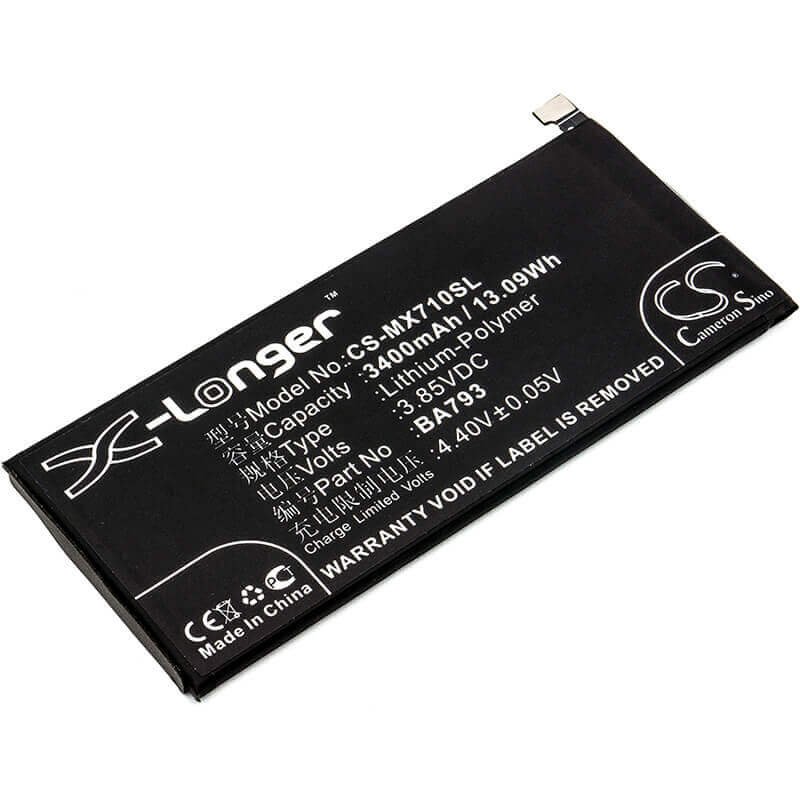 3.85V, Li-Polymer, 3400mAh, batterie de smartphone compatible avec Meizu, Ba793, M793q, Pro 7 Plus, 13.09Wh Mobile, Smartphone Cameron Sino Technology Limited (Smartphone)