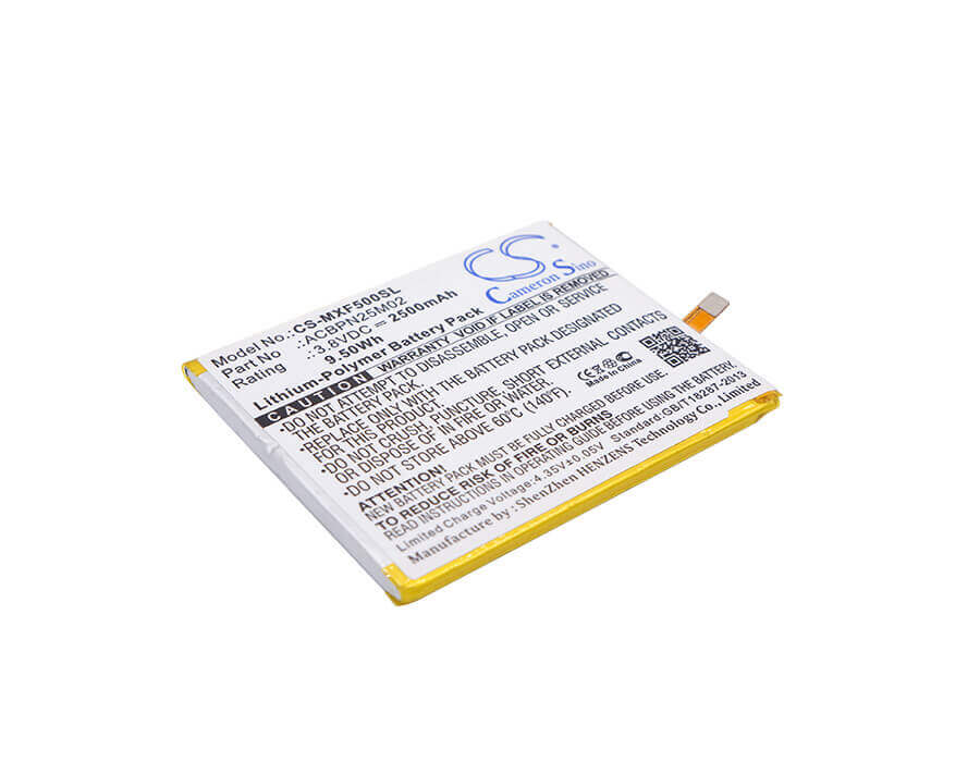 3,8V, Li-Polymer, 2500mAh, batterie de smartphone compatible avec Micromax, Acbpn25m02, Canvas Fire 5, Canvas Fire 5 Dual Sim, 9,5Wh Mobile, SmartPhone Cameron Sino Technology Limited (Suspendu)