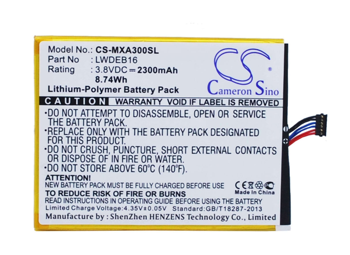 3.8V, Li-Polymer, 2300mAh, SmartPhone battery fits Micromax, Lwdeb16, A300, Canvas Gold, 8.74Wh Mobile, SmartPhone Cameron Sino Technology Limited (Smartphone)