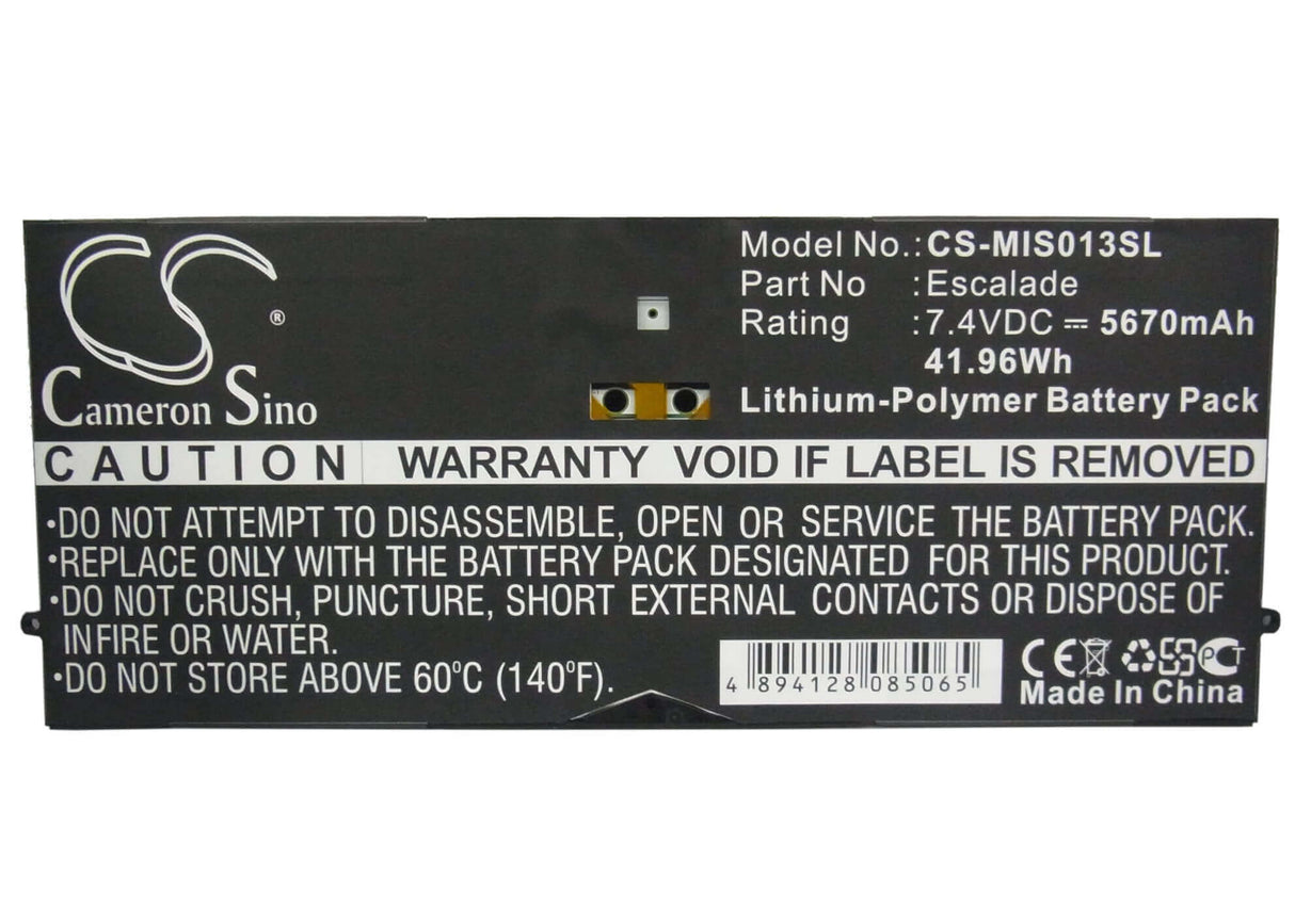 7.4V, Li-Polymer, 5670mAh, Tablet battery fits Microsoft, 2icp5/94/104, 9sr-00013, Surface Pro, 41.96Wh Tablet Cameron Sino Technology Limited