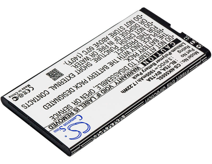 3.8V, Li-Polymer, 1900mAh, SmartPhone battery fits Microsoft, Nokia, Bl-t5a, Lumia 550, Lumia 730, 7.22Wh Mobile, SmartPhone Cameron Sino Technology Limited (Smartphone)