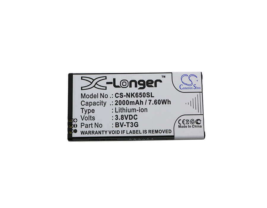 3.8V, Li-ion, 2000mAh, SmartPhone battery fits Microsoft, Nokia, Bv-t3g, Lumia 650, Rm-1154, 7.6Wh Mobile, SmartPhone Cameron Sino Technology Limited (Smartphone)