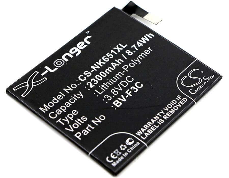 3,8V, Li-Polymer, 2300mAh, batterie de smartphone compatible avec Microsoft, Bv-f3c, Lumia 650 Xl, 8,74Wh Mobile, SmartPhone Cameron Sino Technology Limited (Suspendu)