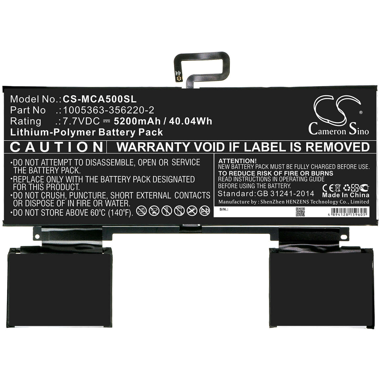 Battery For Microsoft, Surface A50 7.7v, 5200mah - 40.04wh Batteries for Electronics Cameron Sino Technology Limited (Suspended)
