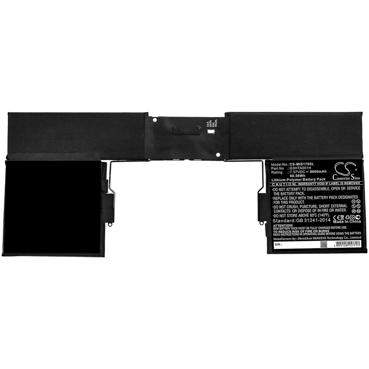 7.59V, Li-Polymer, 8900mAh, Tablet battery fits Microsoft, G3hta001h, Surface Book 1785 Keyboard, 67.55Wh Tablet Cameron Sino Technology Limited